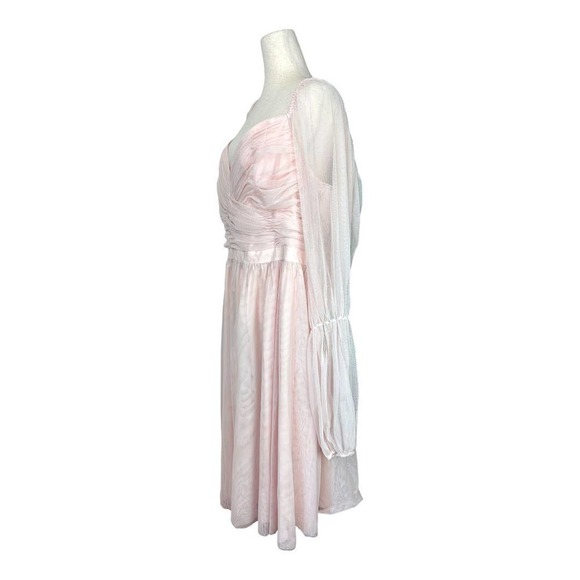 NWT Nabela Noor X Eloquii RARE Tiered Puff Sleeve Tulle Midi Dress in Blush Pink - Picture 5 of 11